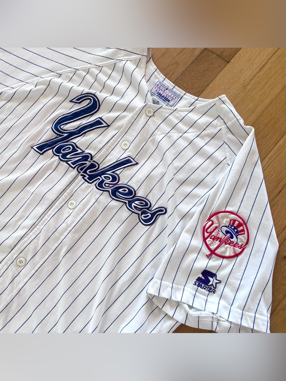 Vintage 90s New York Yankees Jersey Mens XL Starter Pinstripe Button Up MLB